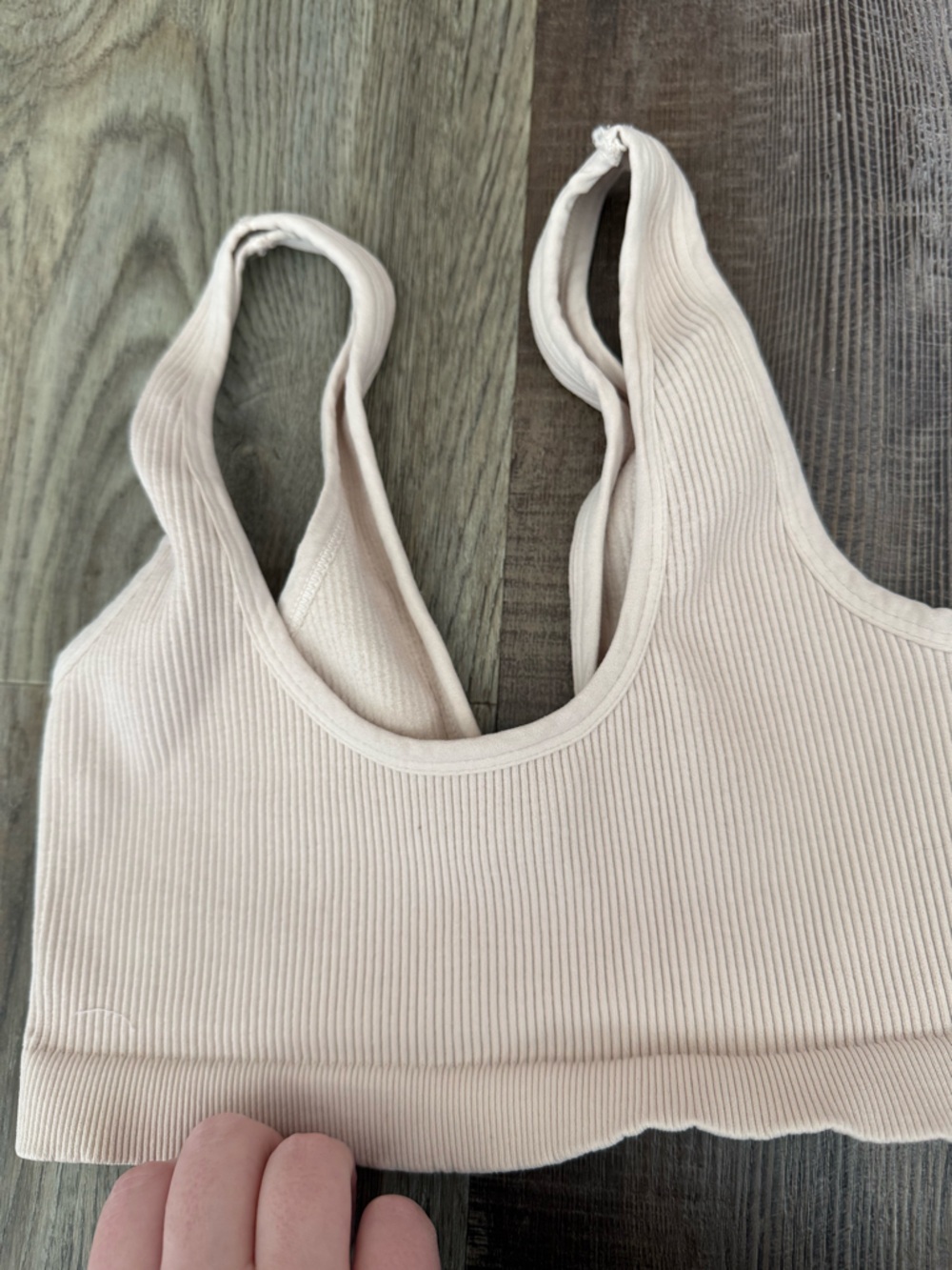 NWOT Free People Movement Seamless Ribbed Racerback Bralette - Beige - Picture 2 of 4
